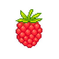An 8 bit retro styled pixel art illustration of a raspberry. png