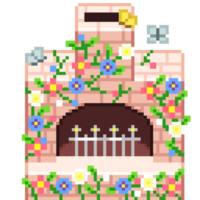 An 8 bit retro styled pixel art illustration of a garden furnace. png