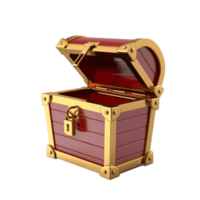 3d coffre vide rouge png