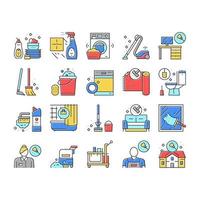 Housekeeping Cleaning Collection Icons Set Vector