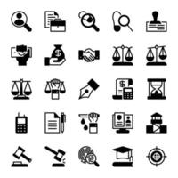 Glyph icons for law and justice vector