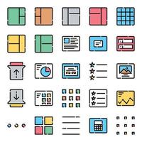 Filled color outline icons for layout. vector