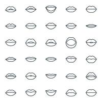 Outline icons for lips. vector