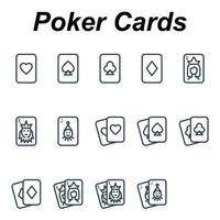 iconos de contorno para cartas de póquer. vector