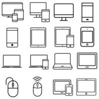 conjunto de vectores de iconos de dispositivos inteligentes. colección de signos de ilustración de gadgets. equipos informáticos y símbolos electrónicos.