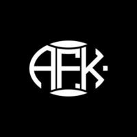 diseño de logotipo de círculo de monograma abstracto afk sobre fondo negro. logotipo de letra de iniciales creativas únicas afk. vector