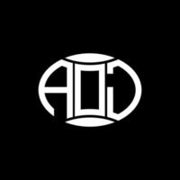 AOJ abstract monogram circle logo design on black background. AOJ Unique creative initials letter logo. vector