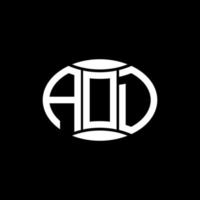 AOD abstract monogram circle logo design on black background. AOD Unique creative initials letter logo. vector