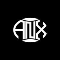 diseño abstracto del logotipo del círculo del monograma del anx en fondo negro. logotipo de letra de iniciales creativas únicas de anx. vector