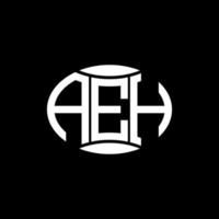 aeh diseño de logotipo de círculo de monograma abstracto sobre fondo negro. logotipo de letra de iniciales creativas únicas aeh. vector