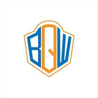 BQW abstract monogram shield logo design on white background. BQW creative initials letter logo. vector
