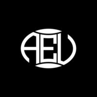 diseño de logotipo de círculo de monograma abstracto aeu sobre fondo negro. logotipo de letra de iniciales creativas únicas aeu. vector