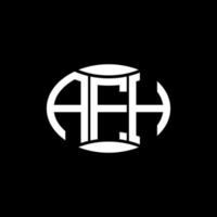 AFH abstract monogram circle logo design on black background. AFH Unique creative initials letter logo. vector