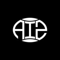 AIZ abstract monogram circle logo design on black background. AIZ Unique creative initials letter logo. vector