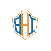 BHI abstract monogram shield logo design on white background. BHI creative initials letter logo. vector