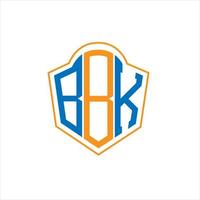 Diseño de logotipo de escudo de monograma abstracto bbk sobre fondo blanco. logotipo de la letra de las iniciales creativas bbk. vector