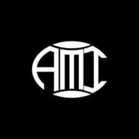 diseño de logotipo de círculo de monograma abstracto ami sobre fondo negro. logotipo de letra de iniciales creativas únicas de ami. vector