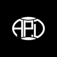 APD abstract monogram circle logo design on black background. APD Unique creative initials letter logo. vector