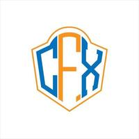 diseño de logotipo de escudo de monograma abstracto cfx sobre fondo blanco. logotipo de la letra de las iniciales creativas de cfx. vector