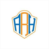 diseño de logotipo de escudo de monograma abstracto arh sobre fondo blanco. logotipo de la letra de las iniciales creativas arh. vector