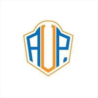 AUP abstract monogram shield logo design on white background. AUP creative initials letter logo. vector