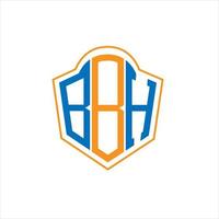 Diseño de logotipo de escudo de monograma abstracto bbh sobre fondo blanco. logotipo de la letra de las iniciales creativas de bbh. vector