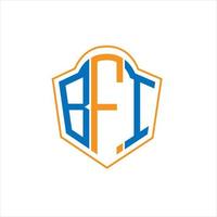 diseño de logotipo de escudo de monograma abstracto bfi sobre fondo blanco. logotipo de la letra de las iniciales creativas bfi. vector