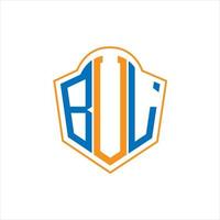 BUL abstract monogram shield logo design on white background. BUL creative initials letter logo. vector