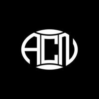 diseño de logotipo de círculo de monograma abstracto acn sobre fondo negro. logotipo de letra de iniciales creativas únicas de acn. vector