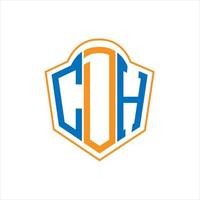 cdh diseño de logotipo de escudo de monograma abstracto sobre fondo blanco. logotipo de la letra de las iniciales creativas cdh. vector