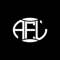 AFL abstract monogram circle logo design on black background. AFL Unique creative initials letter logo. vector