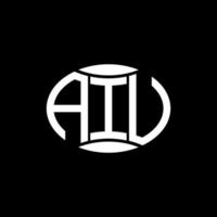 AIU abstract monogram circle logo design on black background. AIU Unique creative initials letter logo. vector