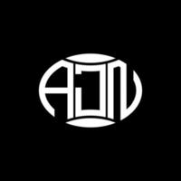 AJN abstract monogram circle logo design on black background. AJN Unique creative initials letter logo. vector