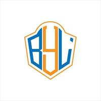 BYL abstract monogram shield logo design on white background. BYL creative initials letter logo. vector