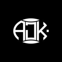 AJK abstract monogram circle logo design on black background. AJK Unique creative initials letter logo. vector