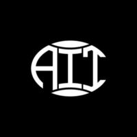 AIT abstract monogram circle logo design on black background. AIT Unique creative initials letter logo. vector