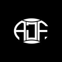 diseño de logotipo de círculo de monograma abstracto ajf sobre fondo negro. logotipo de letra de iniciales creativas únicas ajf. vector