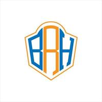 brh diseño de logotipo de escudo de monograma abstracto sobre fondo blanco. logotipo de la letra de las iniciales creativas brh. vector