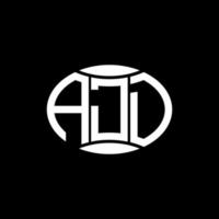 AJD abstract monogram circle logo design on black background. AJD Unique creative initials letter logo. vector