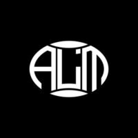 ALM abstract monogram circle logo design on black background. ALM Unique creative initials letter logo. vector