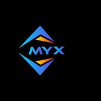 Diseño de logotipo de tecnología abstracta myx sobre fondo negro. concepto de logotipo de letra de iniciales creativas myx. vector