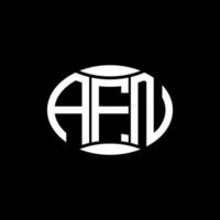Diseño de logotipo de círculo de monograma abstracto afn sobre fondo negro. logotipo de letra de iniciales creativas únicas de afn. vector