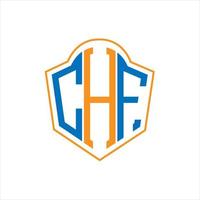 CHF abstract monogram shield logo design on white background. CHF creative initials letter logo. vector