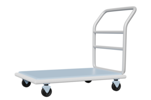 warehouse trolley empty icon, platform trolley 3d isolated. 3d render illustration png