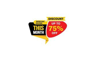 75 Percent THIS MONTH offer, clearance, promotion banner layout with sticker style. vector