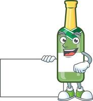 Champagne green bottle cartoon vector