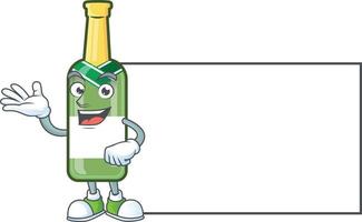 Champagne green bottle cartoon vector