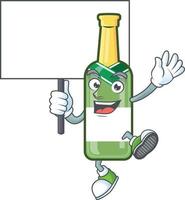 Champagne green bottle cartoon vector