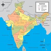 mapa geografico de la india vector