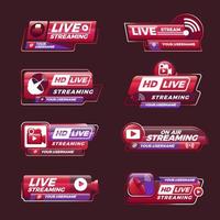 Red Modern Gradient Live On Air Streaming Label vector